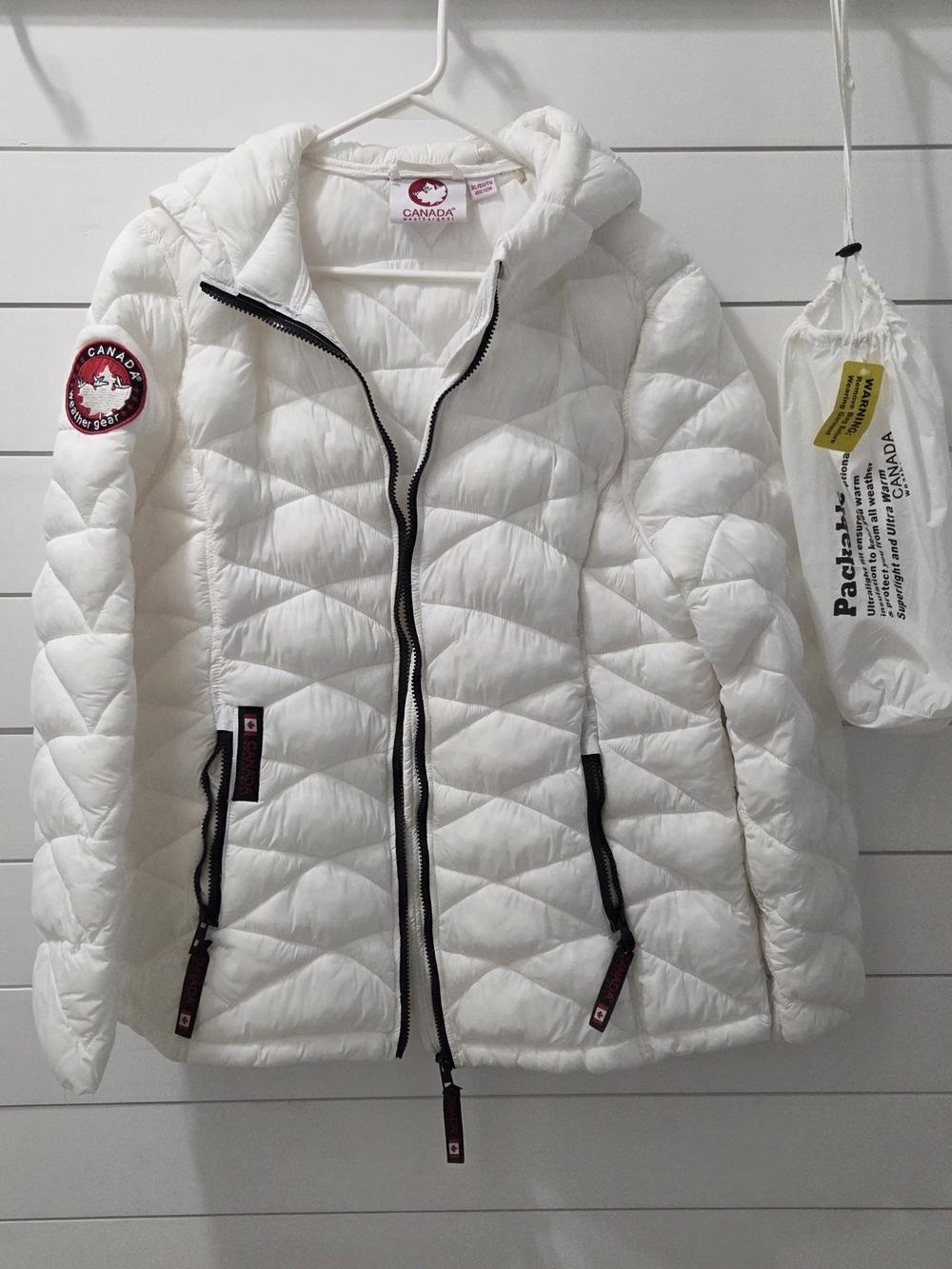 Canada Goose Women's White Packable Quilted Hooded Puffer Jacket